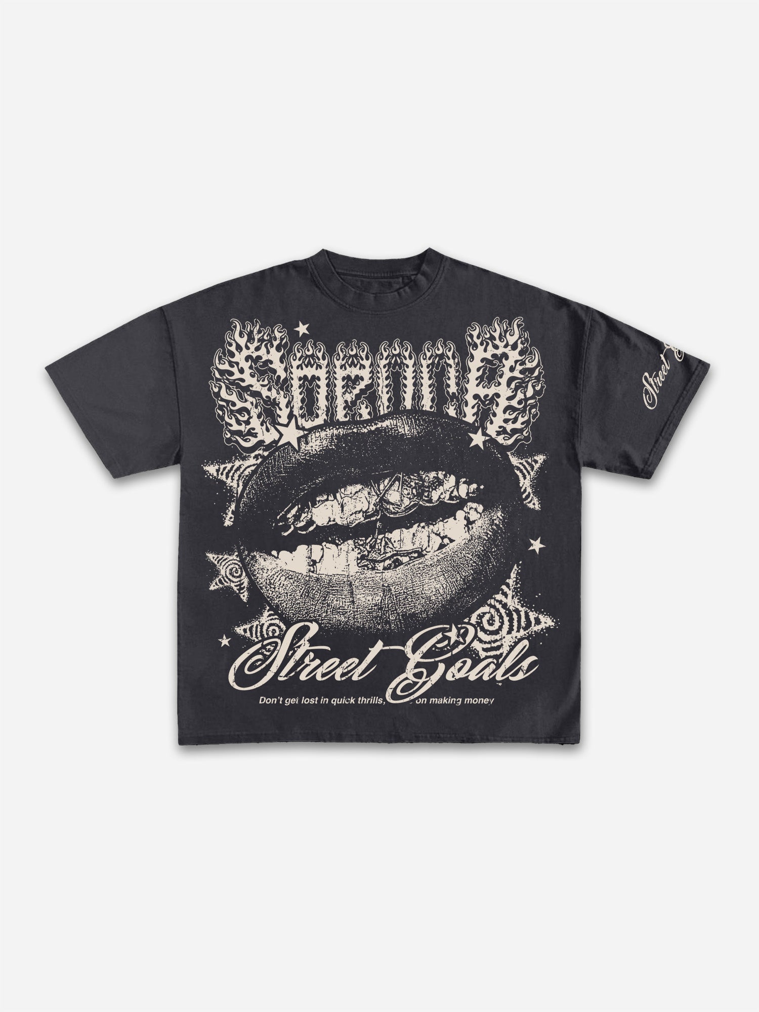 Street Goals Lip Braces Make Vintage Printed Graphic Cotton T-shirt