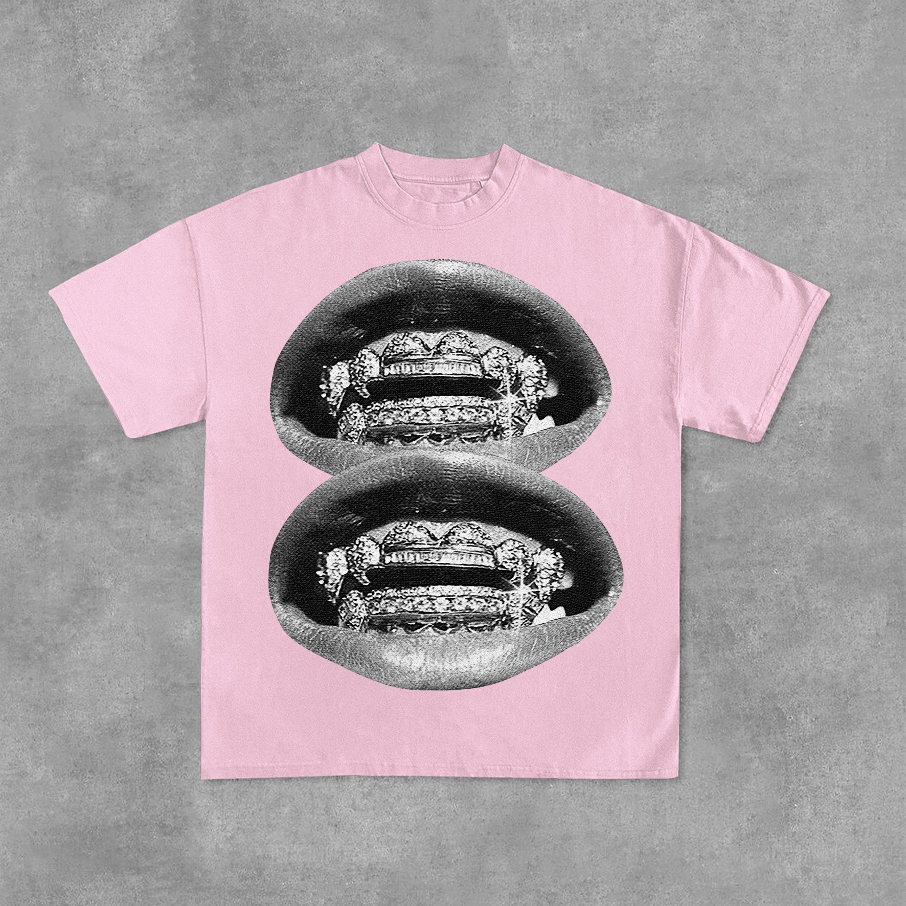 Personalized Lip Graphic Print Casual Cotton T-Shirt