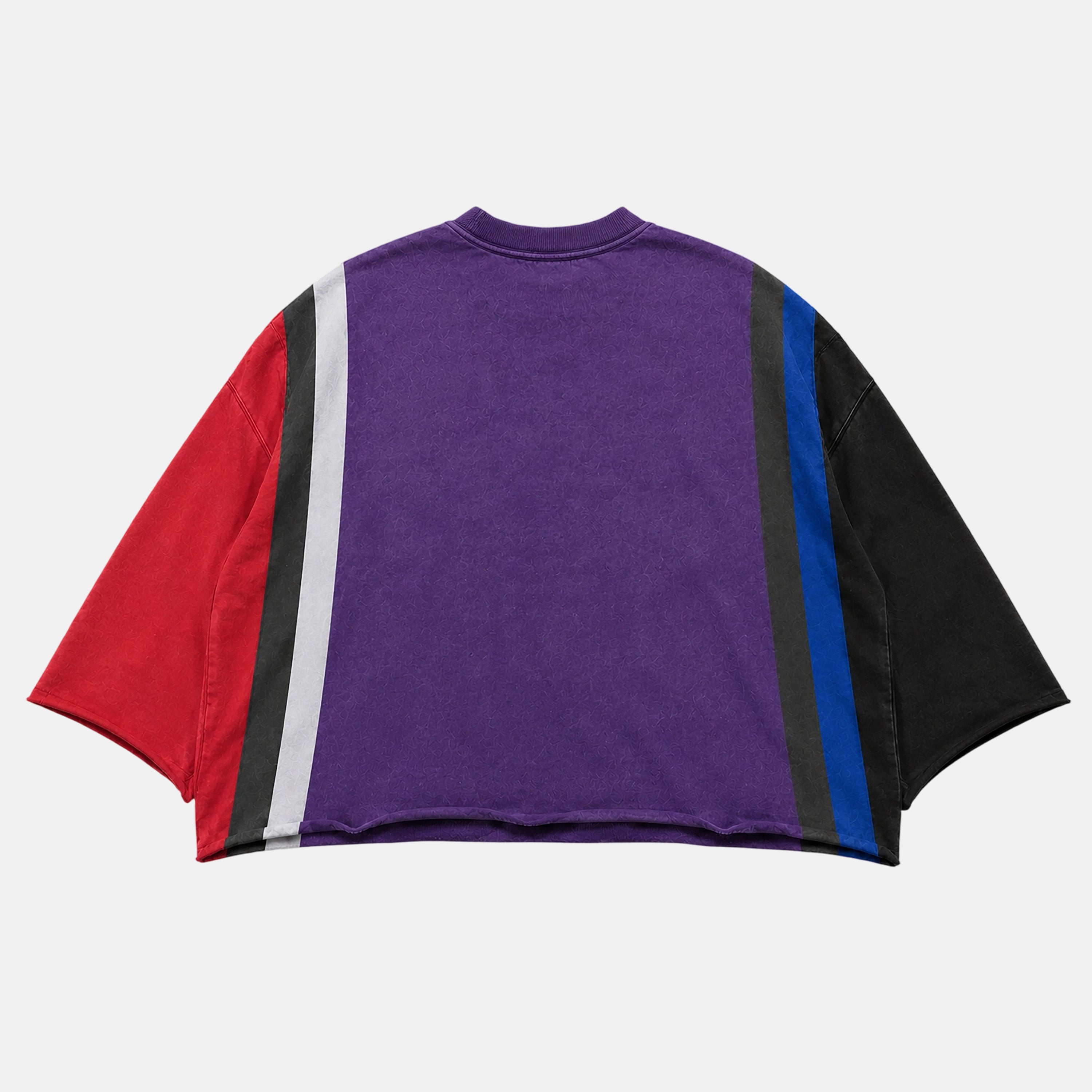 Rich University Color Blocking Vintage Graphic Boxy Crop Crimped Edge T-shirt