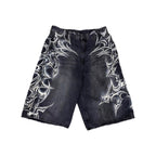 American Vintage Washed Tribal Print Denim Shorts