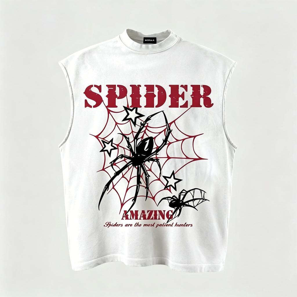 Men's Retro Spider Pattern Pure Cotton Vest Tank Top