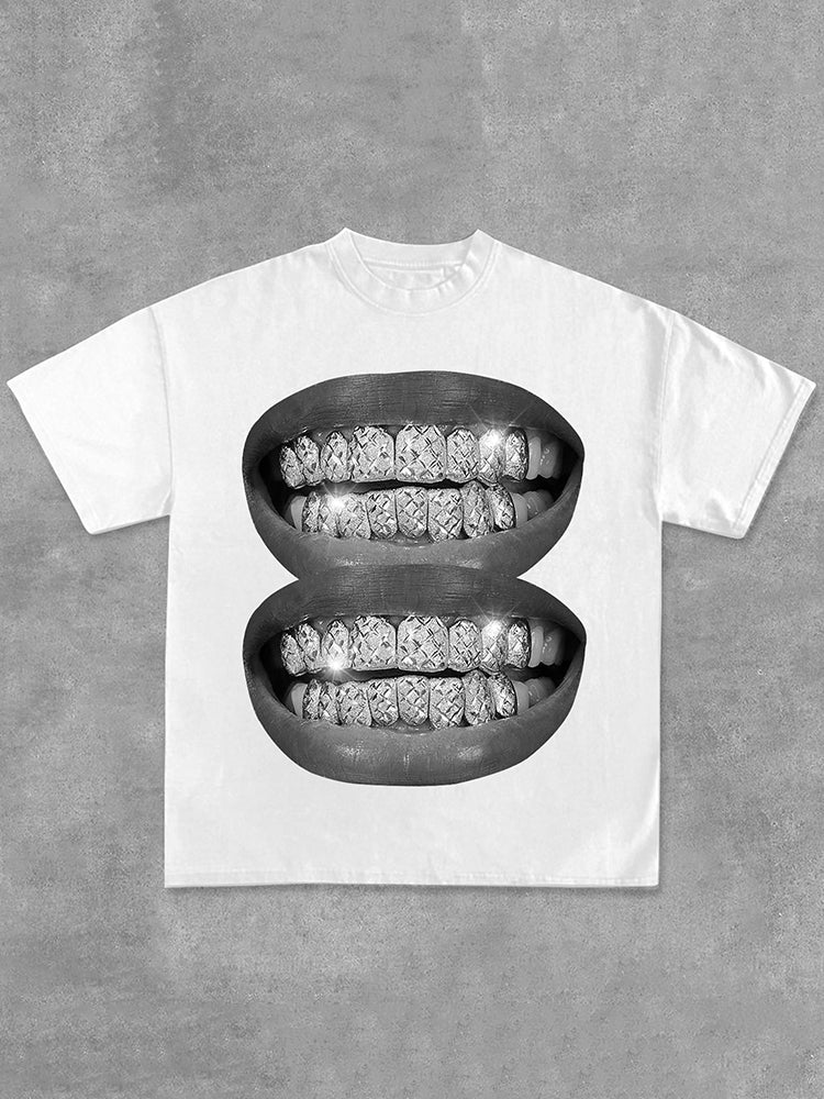 Personalized Lip Graphic Print Fashion Cotton T-Shirt