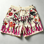 Men's Street Graffiti Print Casual Sports Shorts