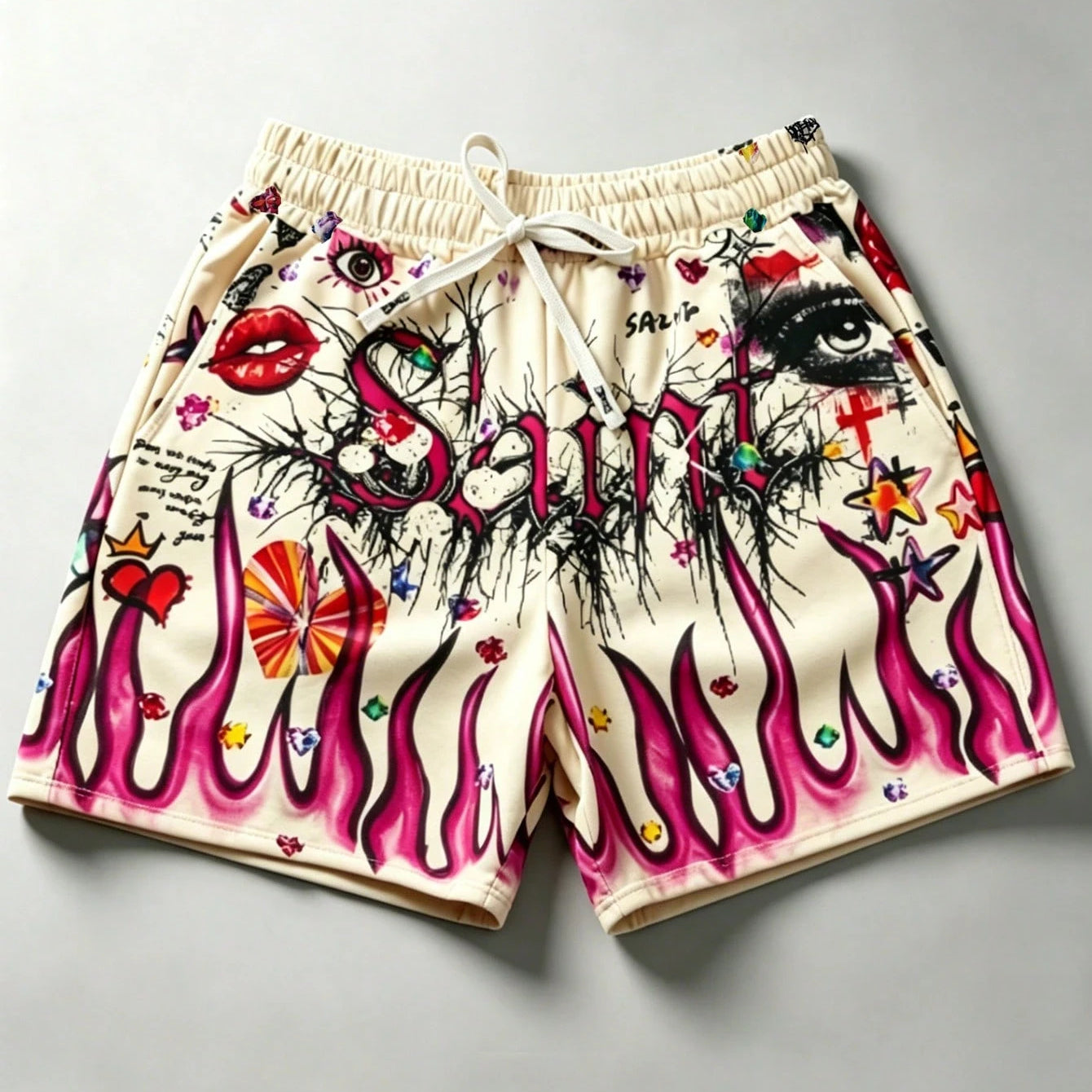 Men's Street Graffiti Print Casual Sports Shorts