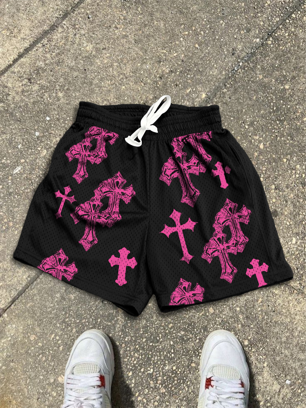 Cross Graphic Dot Mesh Shorts