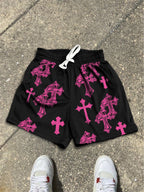 Cross Graphic Dot Mesh Shorts
