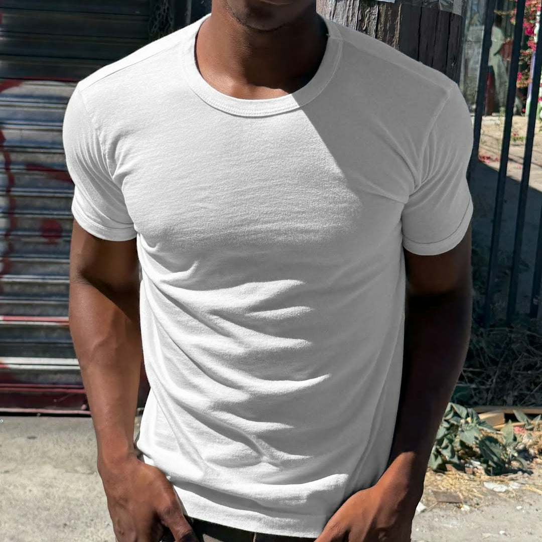 Contrasting Color-blocked Pure Cotton Crew Neck  Tee