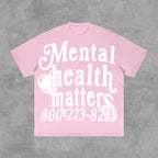Vintage Mental Health Matters Graphic Short Sleeve T-Shirt