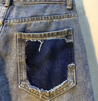 Streetwear Fashion Ripped Crystal Loose Shorts Jorts