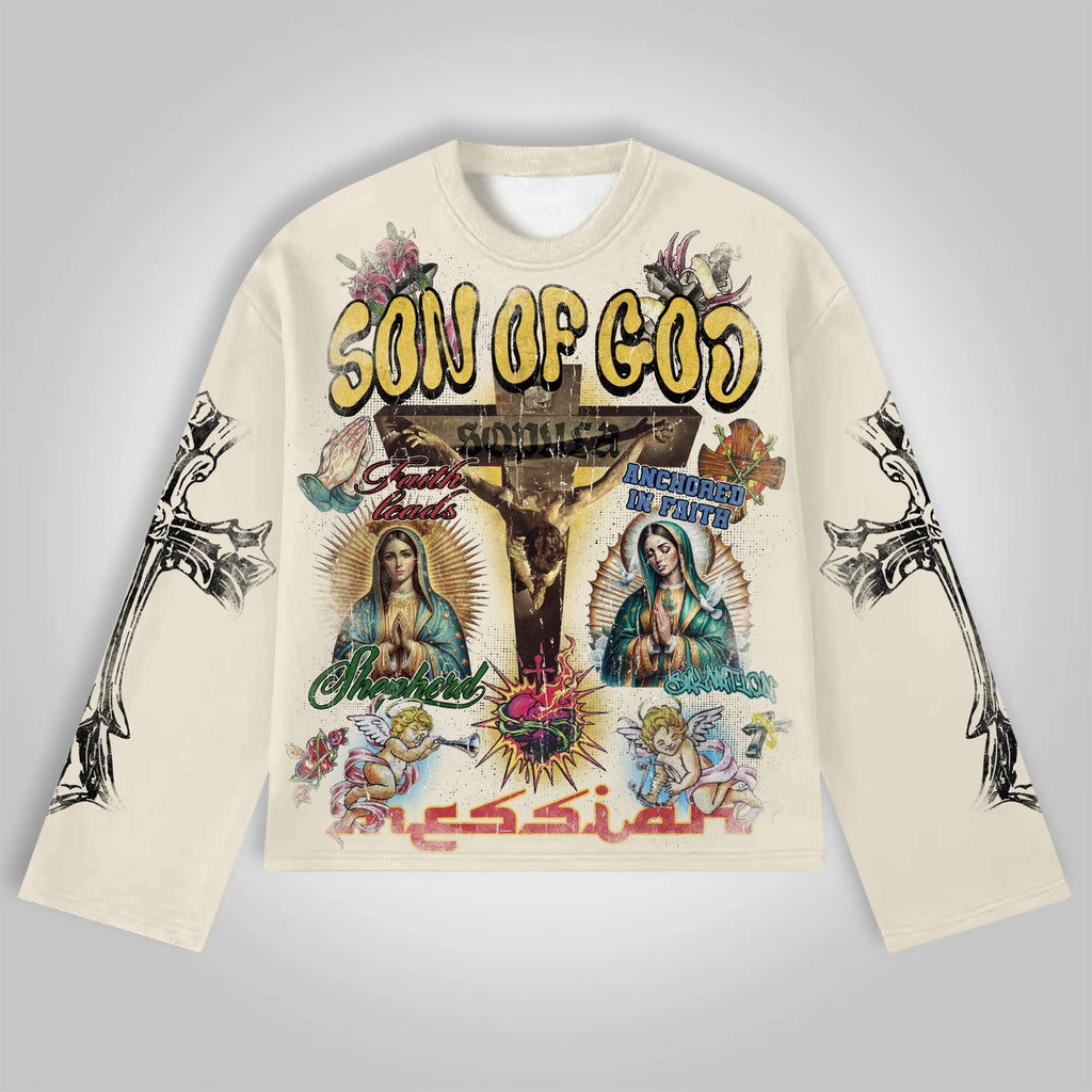 Son Of God Vintage Collage Graphics Long Sleeve T-shirt