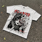 Japanese Gothic Double Sided Skull Girl Graphic T-shirt