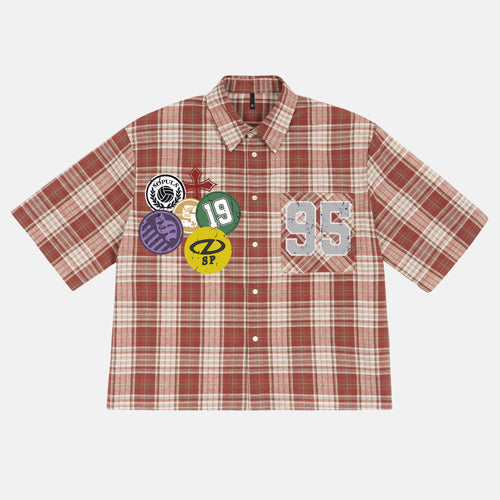 Basketball Badge 1995 Street Graphic Plaid Jacket Shirt