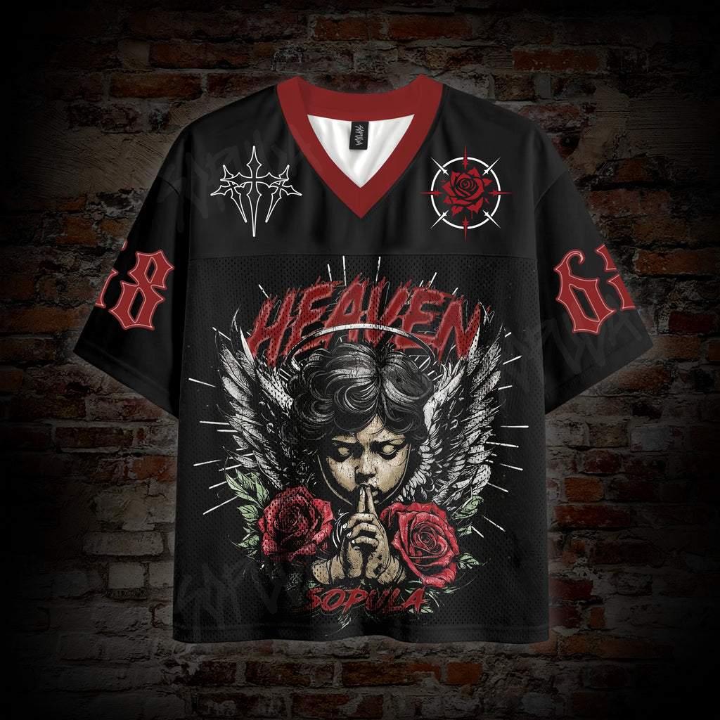Dark Series Praying Angel Mesh Sweatshirt Graphic Mesh Jersey T-shirt