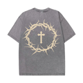 Faith Overcomes Fear Cross Graphic Acid Washed T-shirt