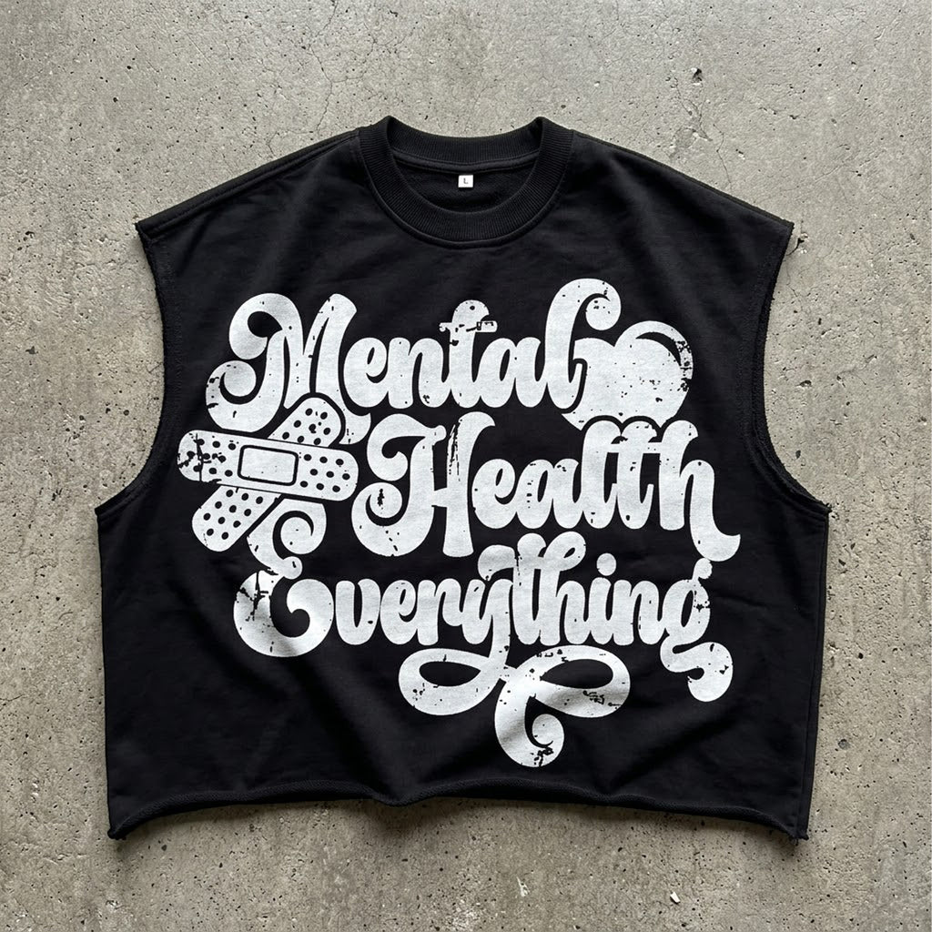 Mental Health Matters Most Retro Slogan Graphic Short Tank Top