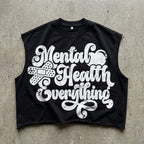 Mental Health Matters Most Retro Slogan Graphic Short Tank Top