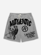 I Am Allergic To People Graphic Print Mesh Shorts
