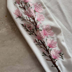 Waffle Japanese Floral Embroidered Long-sleeved T-shirt