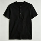 Men's Cotton Henley Collar Short-sleeved Gym Top