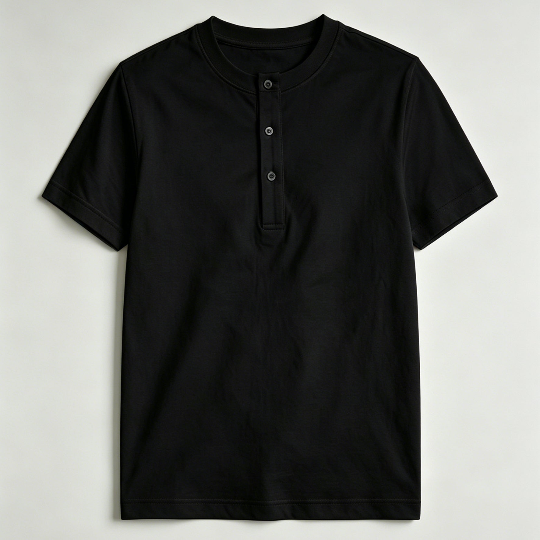 Men's Cotton Henley Collar Short-sleeved Gym Top
