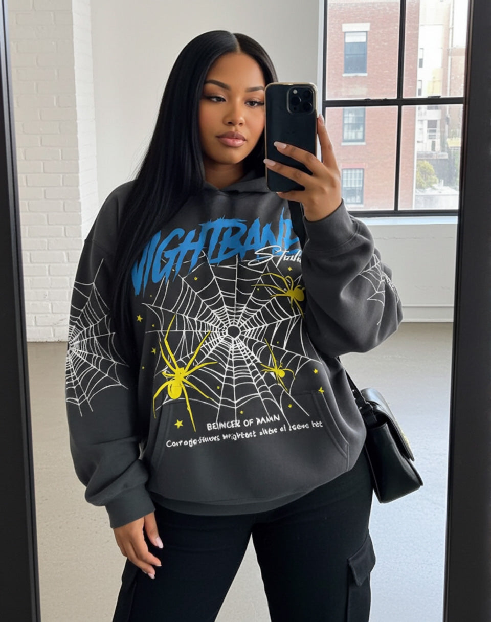 The Dark Night Bane Spider Web Graphics Pocket Hoodie