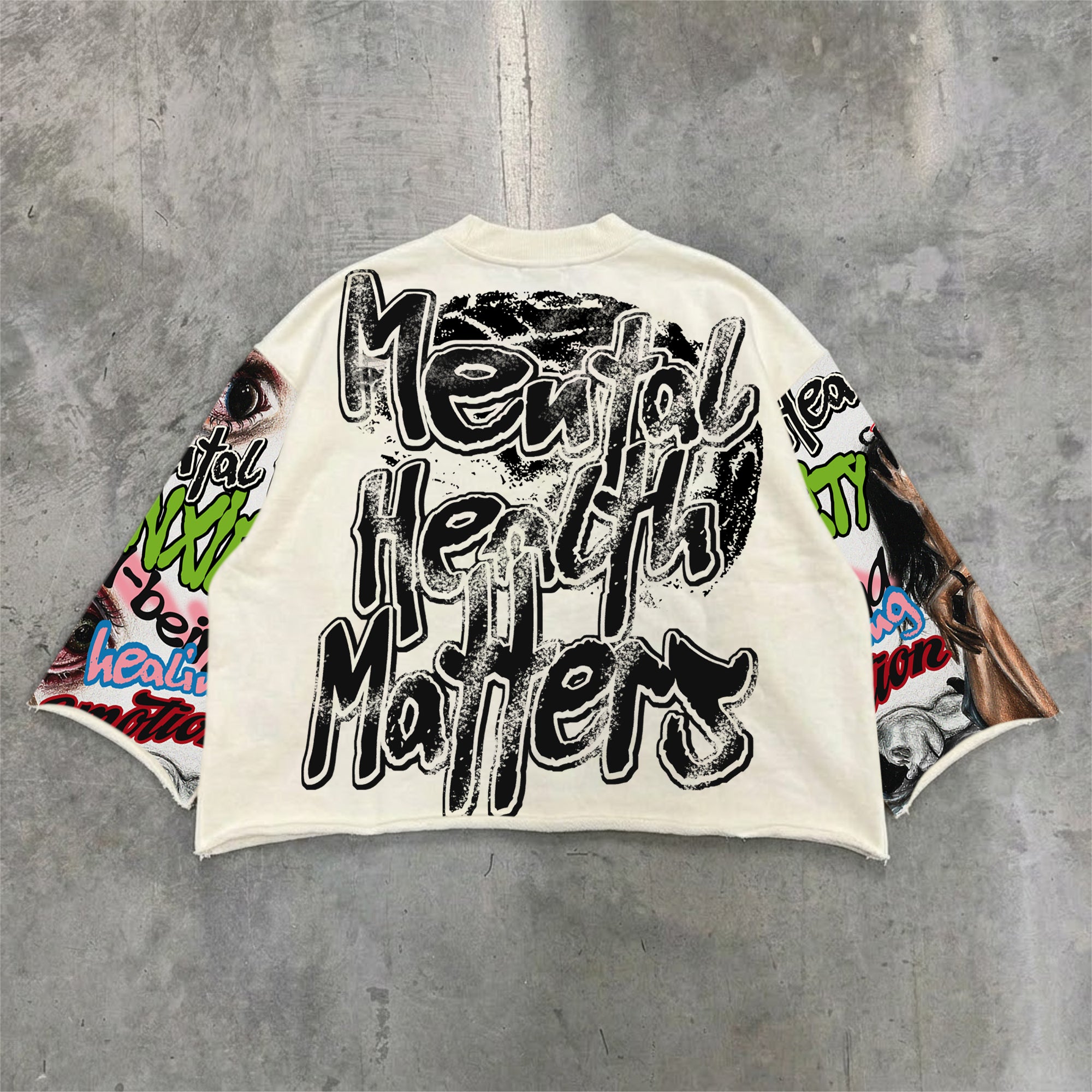 Mental Health Matters Graffiti Style Retro Graphic Boxy Crop T-shirt