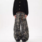 Buck Knife Camouflage Denim Wide-leg Work Baggy Jeans