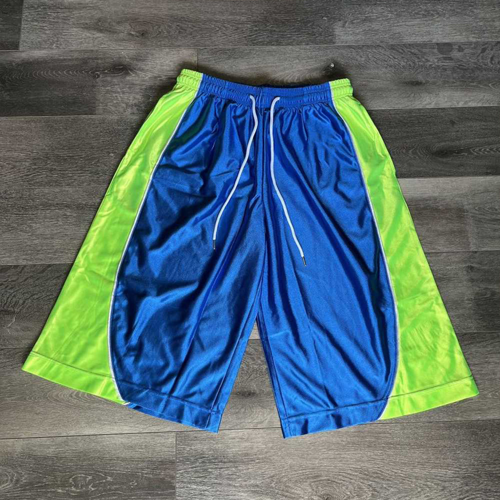 Men's Stylish And Unique Color-blocked Drawstring Casual 1/2 Shorts