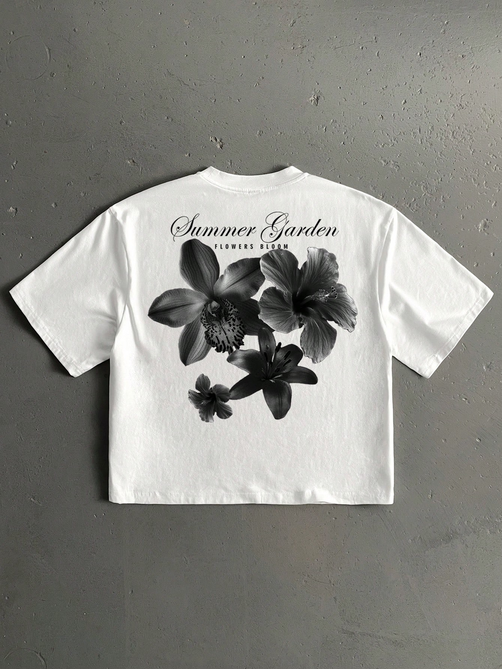 Handwritten Fonts Street Style Floral Graphic Cotton T-shirt