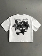 Handwritten Fonts Street Style Floral Graphic Cotton T-shirt