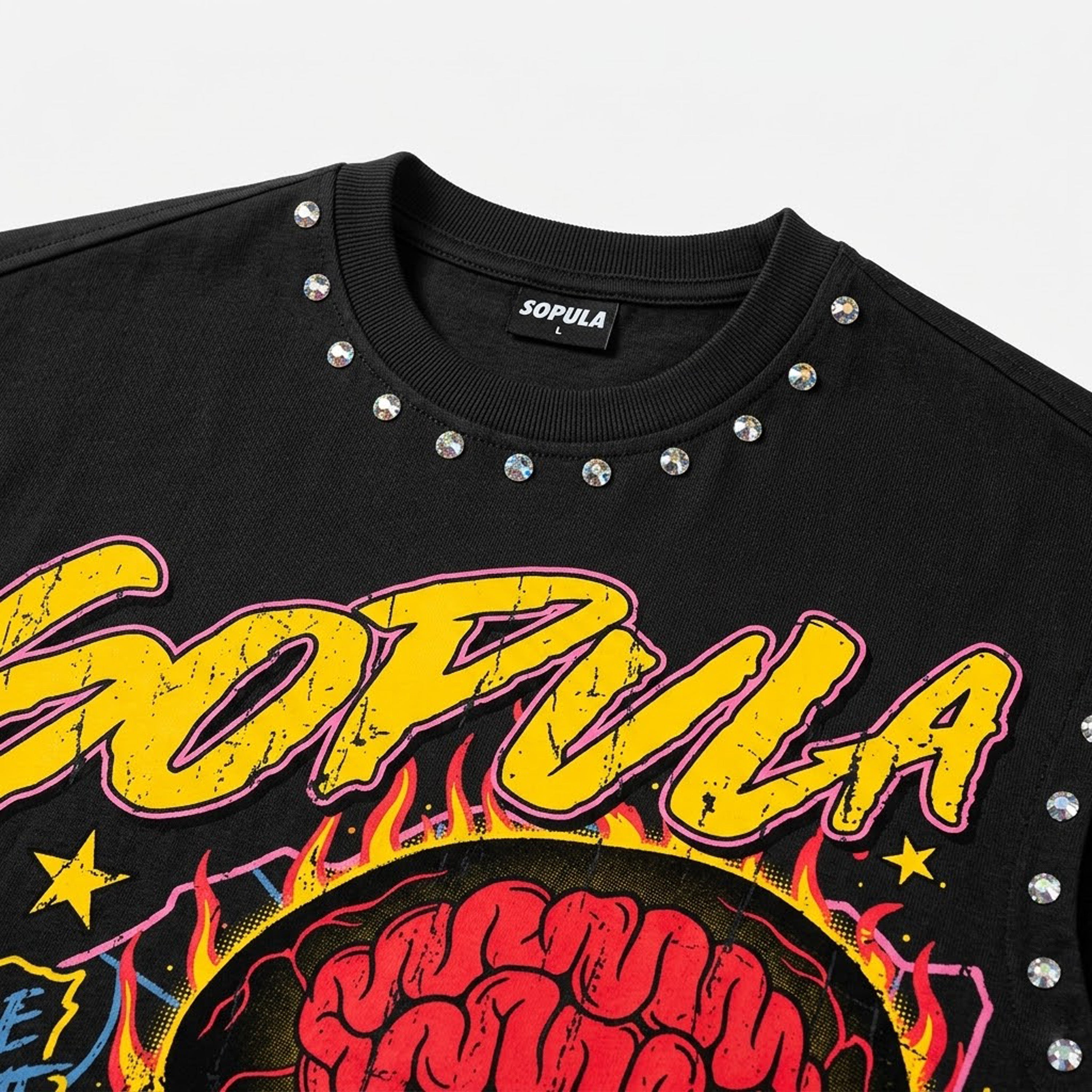 Sopula Burning Soul Hot-fix Rhinestone Technique Graphic Tank Top