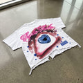 Sopula Blue Eye Vintage Graphic Crop Ripped T-shirt