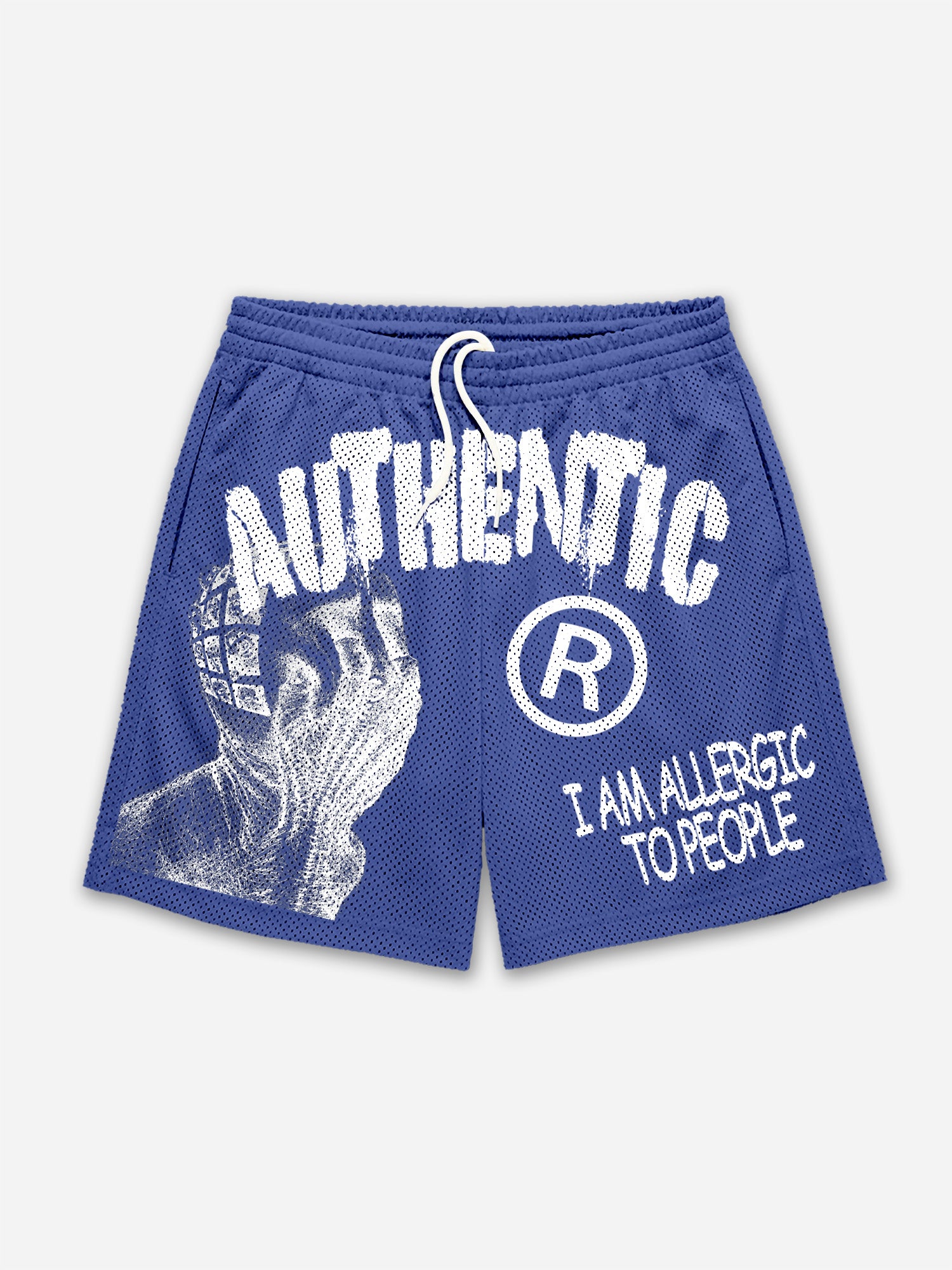 I Am Allergic To People Graphic Print Mesh Shorts