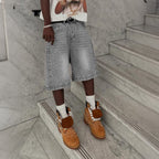 Y2k Trendy Letter Rhinestone Loose Denim Shorts