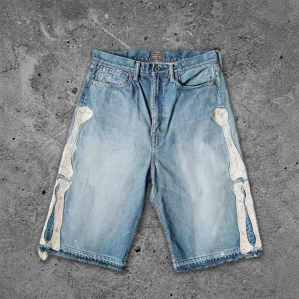 I Am Allergic To People T-shirt & Bone Embroidered Denim Shorts Set