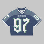 Retro Graffiti 97 Graphics Blokecore Blokette Cotton Football V-neck Jersey T-shirt