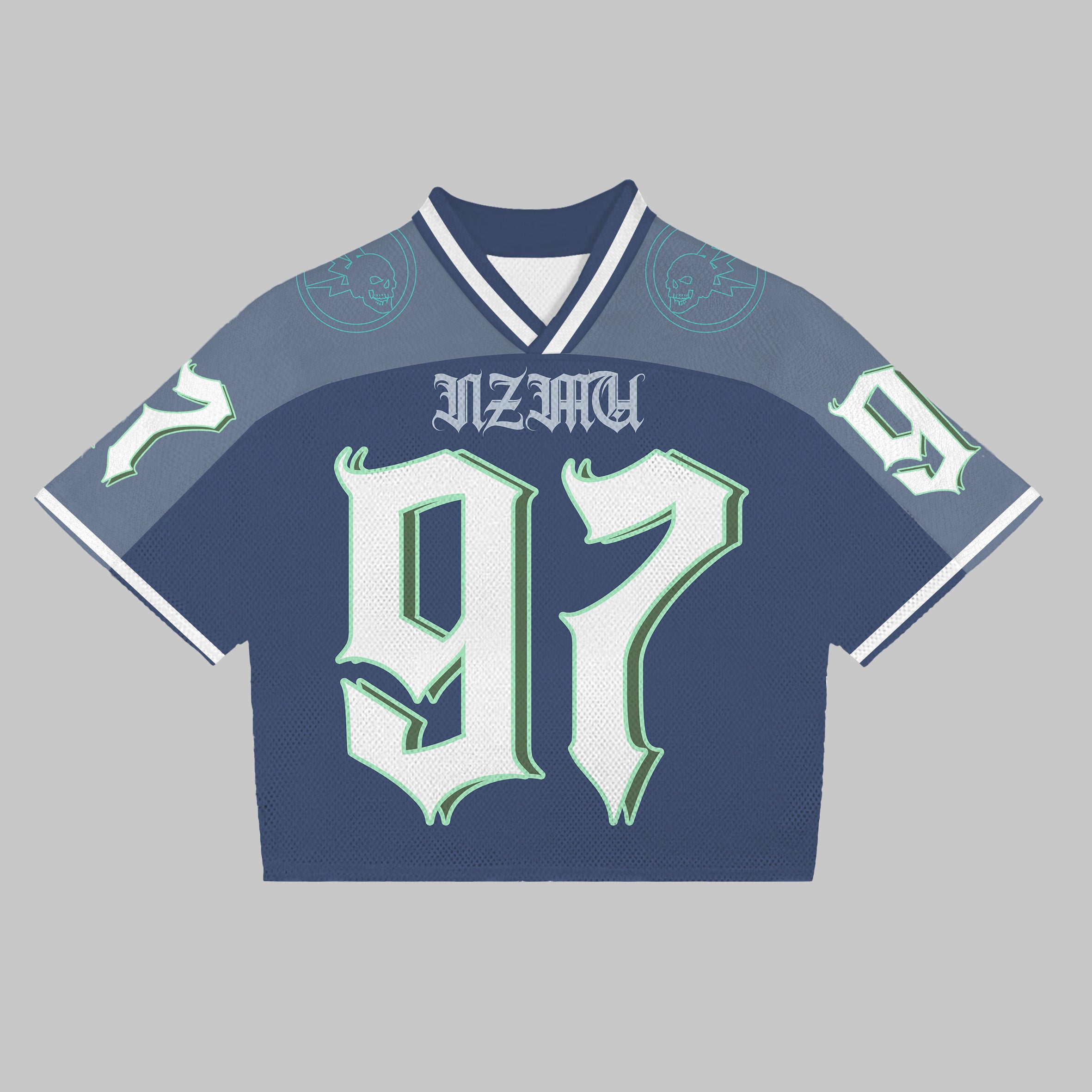 Retro Graffiti 97 Graphics Blokecore Blokette Cotton Football V-neck Jersey T-shirt