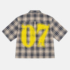 Street Style Vintage Distressed No. 07 Slogan Graphic Plaid Jacket Shirt