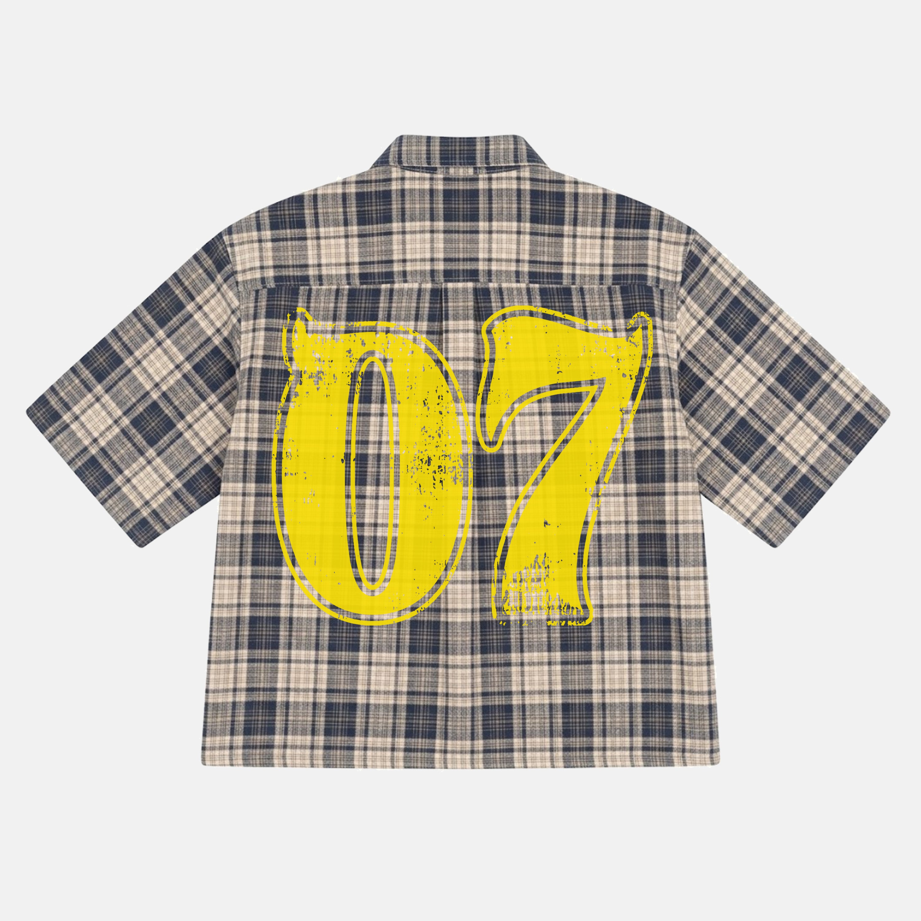 Street Style Vintage Distressed No. 07 Slogan Graphic Plaid Jacket Shirt