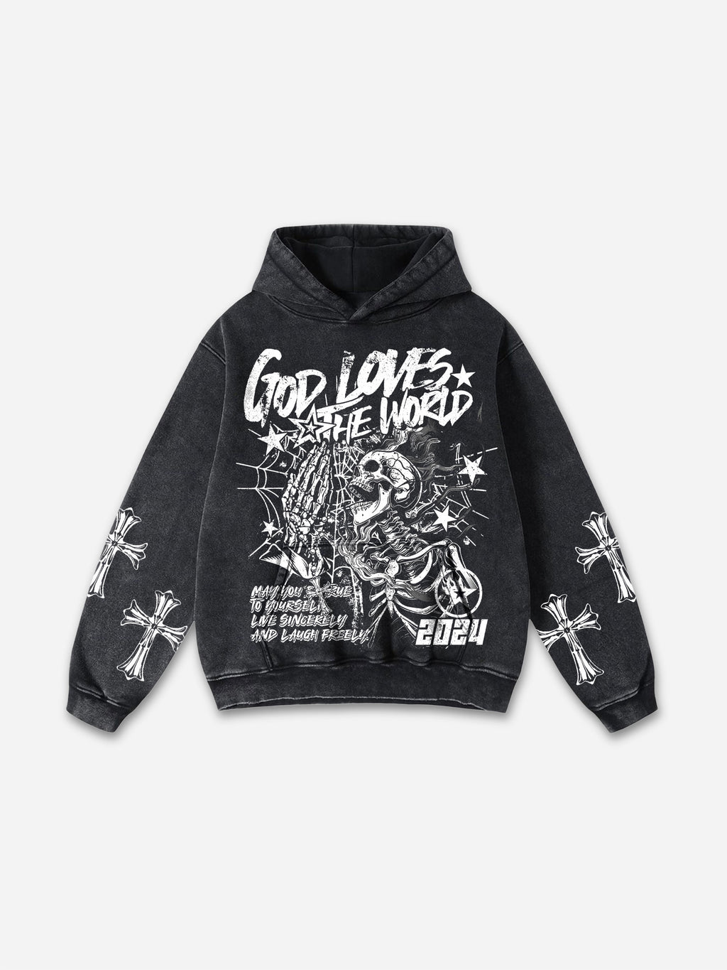 God Loves The World Graphics Washed Hoodie