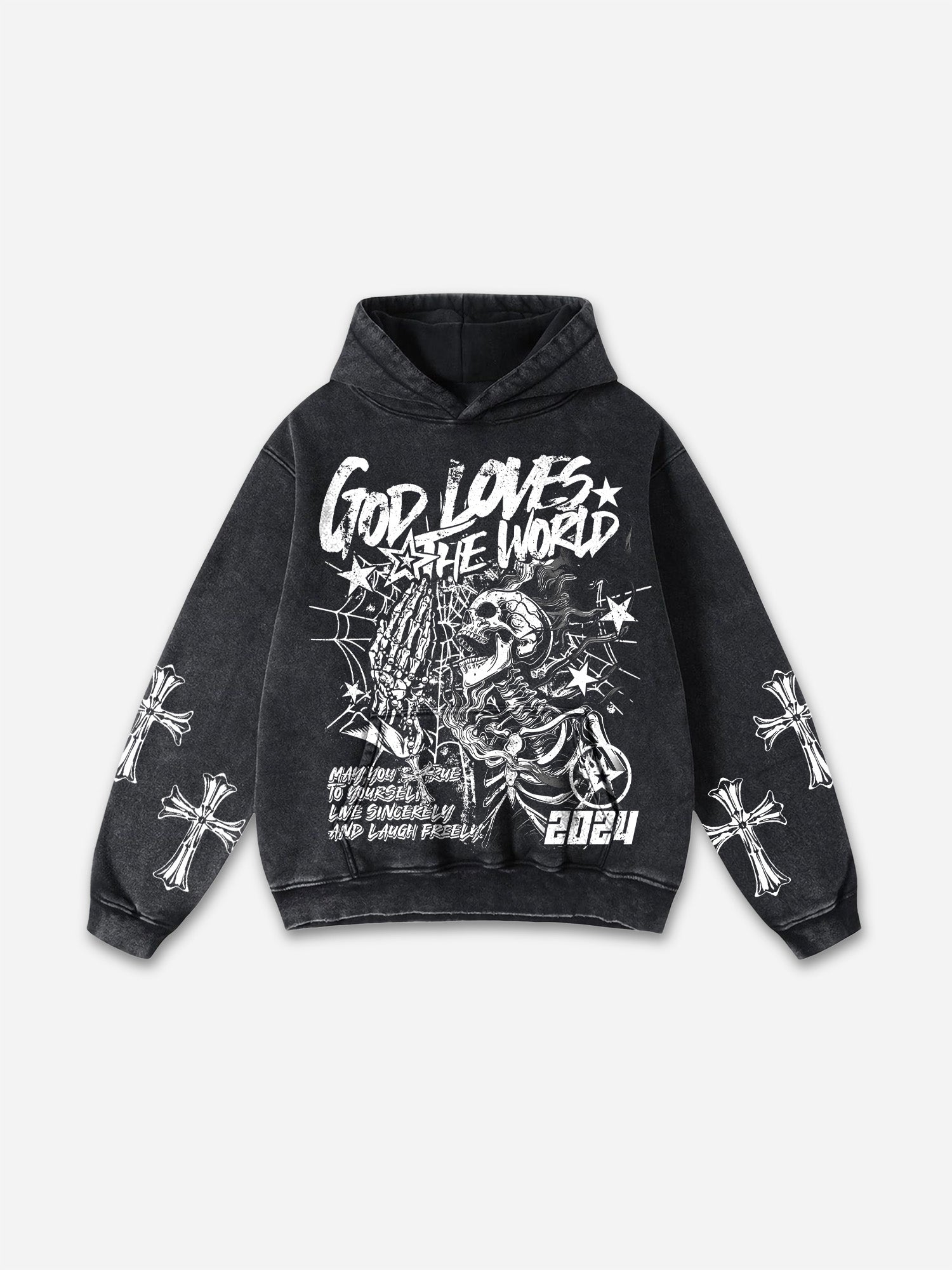 God Loves The World Graphics Washed Hoodie
