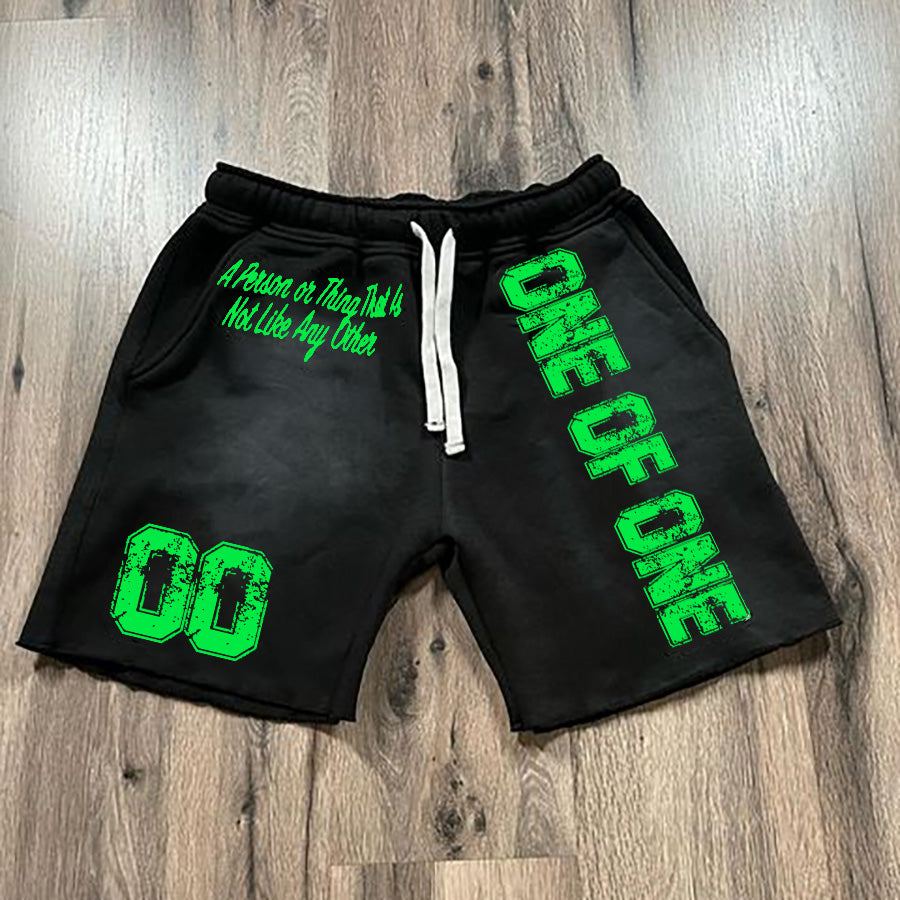 Vintage Word Graphic Drawstring Casual Pocket Shorts