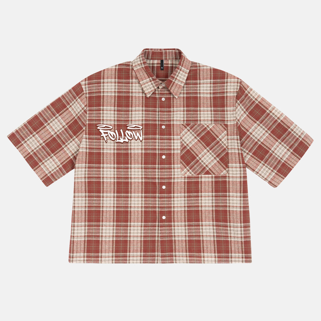 Street Leisure Follow Your Path Graphic Plaid Jacket Shirt