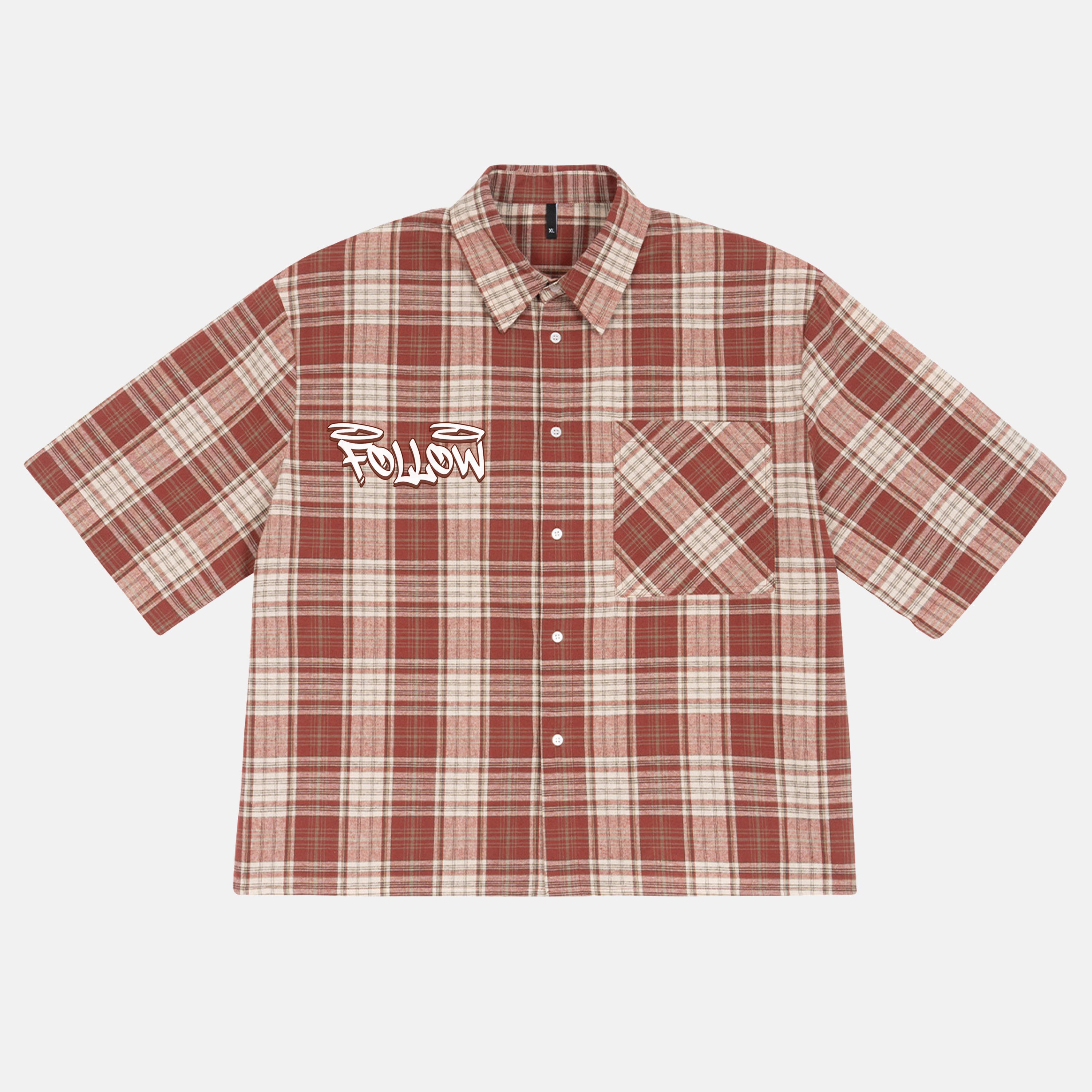Street Leisure Follow Your Path Graphic Plaid Jacket Shirt