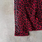 Leopard Print Waffle Texture Long-sleeved T-shirt