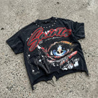 Saints Tears Retro Eye Graphic Crop Ripped T-shirt