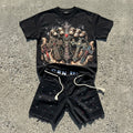 Jesus Holds The Cross In Both Hands Graphic T-shirt and Jorts Sets