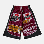 Tiger Badge Graphic Color Blocking Drawstring Shorts