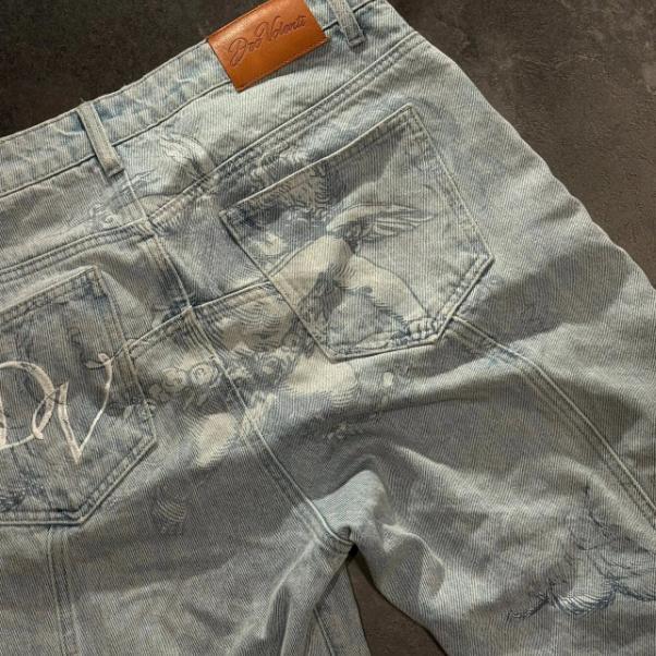 Millennial Cupid Angel Print Hip-hop Baggy Jeans