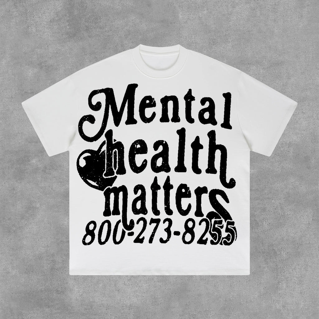 Vintage Mental Health Matters Graphic Short Sleeve T-Shirt